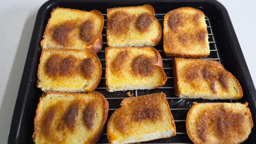 homemade cinnamon toast prepared for a simple morning before a long drive