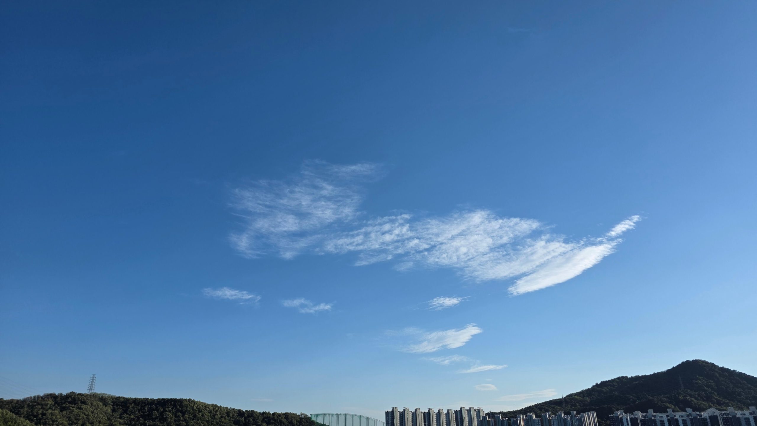 Blue sky with white clouds on a quiet afternoon