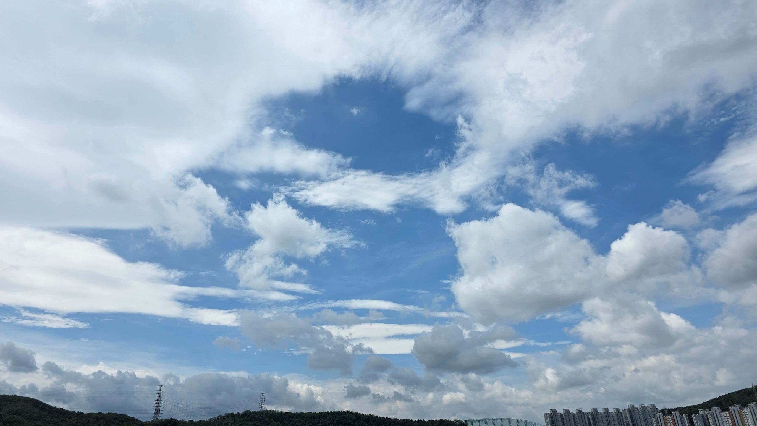 Blue sky with drifting clouds after letting go of a story